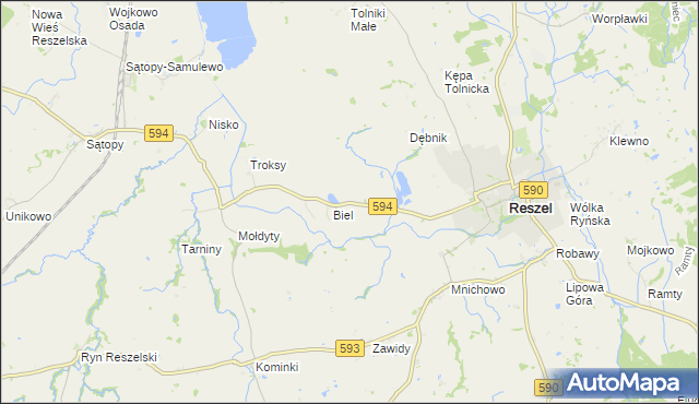 mapa Czarnowiec gmina Reszel, Czarnowiec gmina Reszel na mapie Targeo