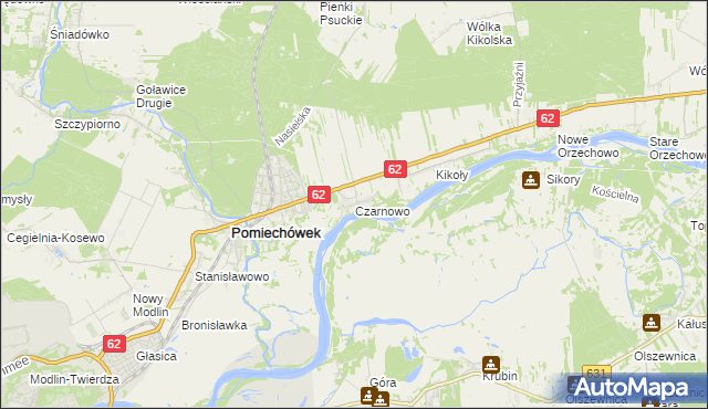 mapa Czarnowo gmina Pomiechówek, Czarnowo gmina Pomiechówek na mapie Targeo