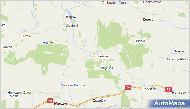 mapa Czartoria gmina Miączyn, Czartoria gmina Miączyn na mapie Targeo