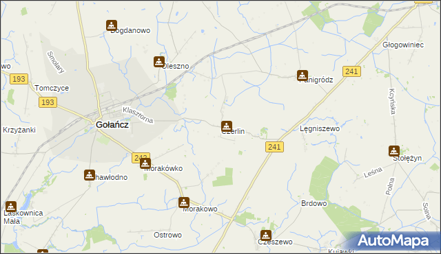 mapa Czerlin gmina Gołańcz, Czerlin gmina Gołańcz na mapie Targeo