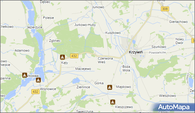 mapa Czerwona Wieś, Czerwona Wieś na mapie Targeo