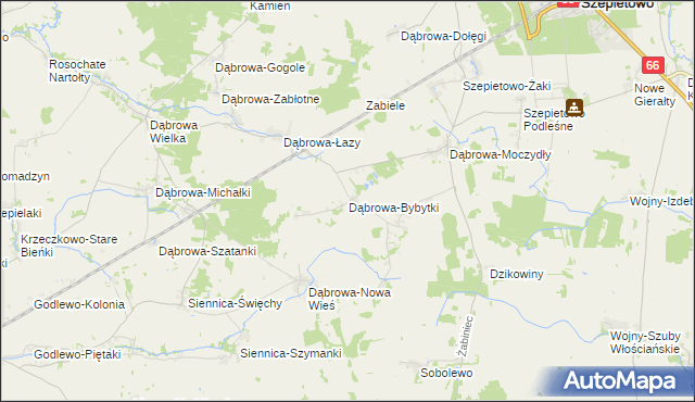 mapa Dąbrowa-Bybytki, Dąbrowa-Bybytki na mapie Targeo