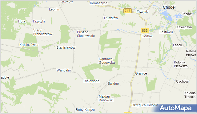 mapa Dąbrowa Godowska, Dąbrowa Godowska na mapie Targeo