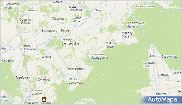 mapa Dąbrowa Jastrzębska, Dąbrowa Jastrzębska na mapie Targeo