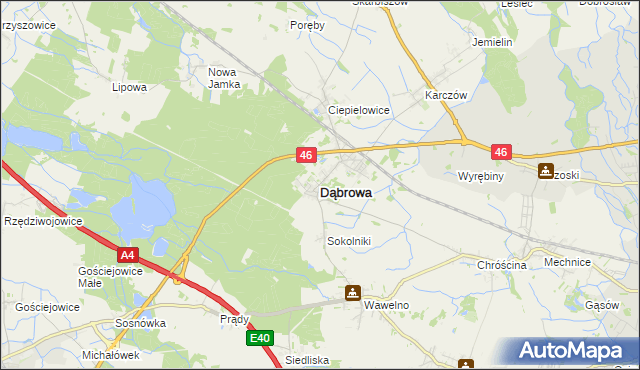 mapa Dąbrowa powiat opolski, Dąbrowa powiat opolski na mapie Targeo