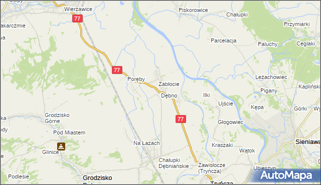 mapa Dębno gmina Leżajsk, Dębno gmina Leżajsk na mapie Targeo