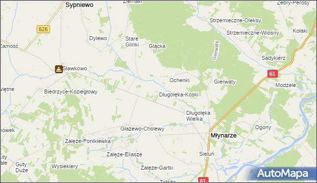 mapa Długołęka-Koski, Długołęka-Koski na mapie Targeo