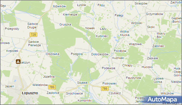 mapa Dobrzeszów, Dobrzeszów na mapie Targeo