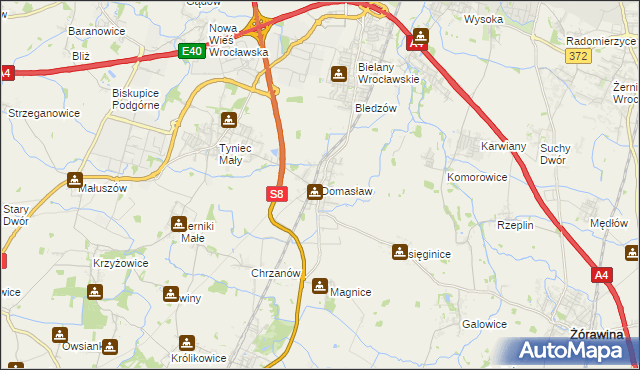 mapa Domasław, Domasław na mapie Targeo