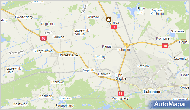 mapa Draliny, Draliny na mapie Targeo