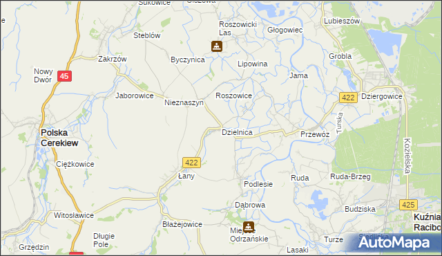 mapa Dzielnica gmina Cisek, Dzielnica gmina Cisek na mapie Targeo