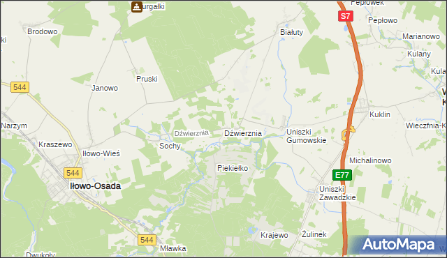 mapa Dźwierznia, Dźwierznia na mapie Targeo