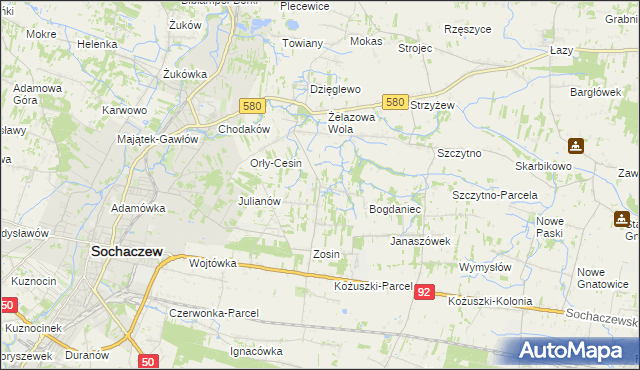 mapa Feliksów gmina Sochaczew, Feliksów gmina Sochaczew na mapie Targeo