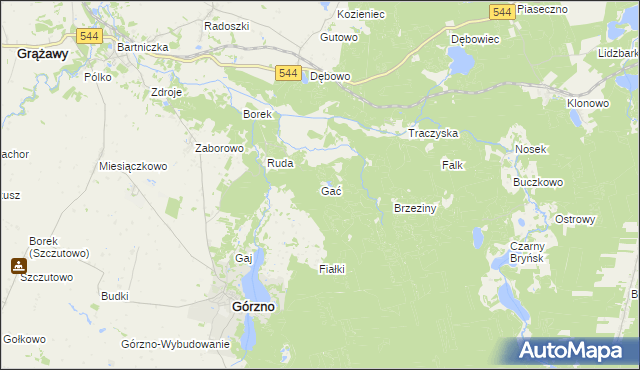 mapa Gać gmina Górzno, Gać gmina Górzno na mapie Targeo