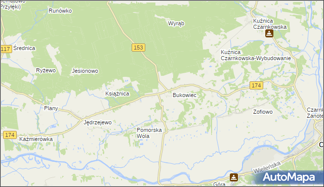 mapa Gajewo gmina Czarnków, Gajewo gmina Czarnków na mapie Targeo