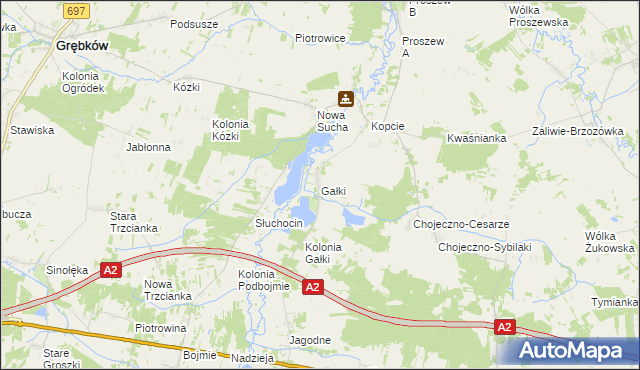 mapa Gałki gmina Grębków, Gałki gmina Grębków na mapie Targeo