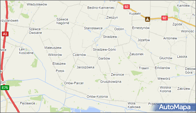 mapa Garbów gmina Bedlno, Garbów gmina Bedlno na mapie Targeo