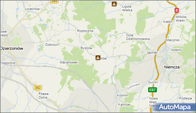 mapa Gilów gmina Niemcza, Gilów gmina Niemcza na mapie Targeo