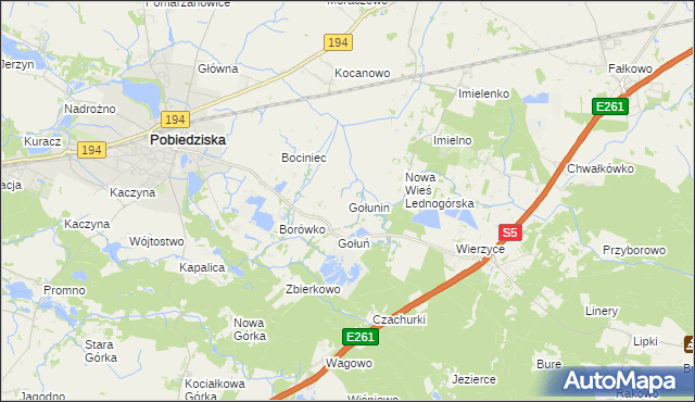 mapa Gołunin, Gołunin na mapie Targeo