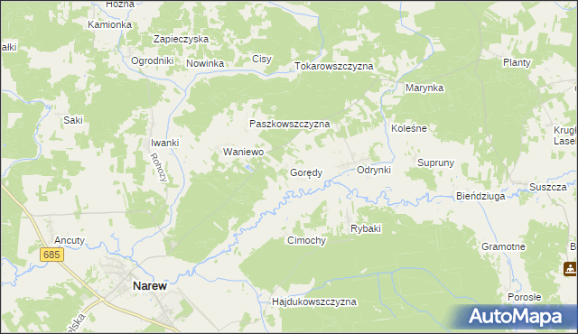 mapa Gorędy, Gorędy na mapie Targeo