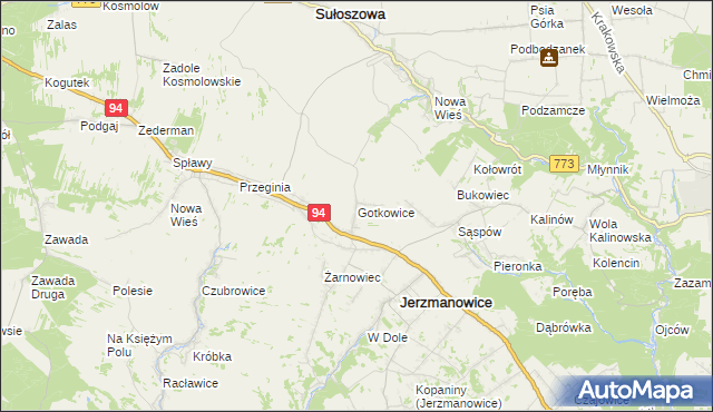 mapa Gotkowice, Gotkowice na mapie Targeo