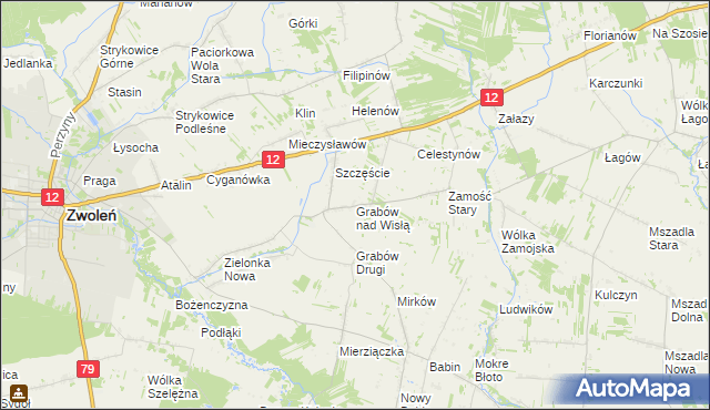 mapa Grabów nad Wisłą, Grabów nad Wisłą na mapie Targeo