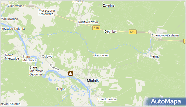 mapa Grabowiec gmina Mielnik, Grabowiec gmina Mielnik na mapie Targeo
