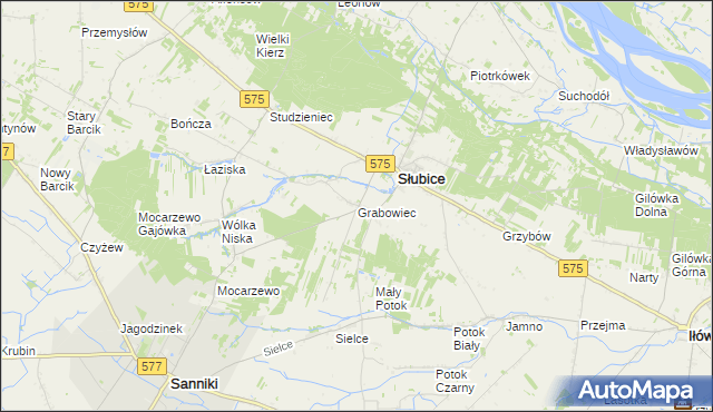 mapa Grabowiec gmina Słubice, Grabowiec gmina Słubice na mapie Targeo