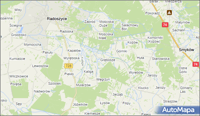 mapa Grębosze, Grębosze na mapie Targeo