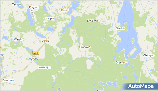 mapa Gronowo gmina Ostrowice, Gronowo gmina Ostrowice na mapie Targeo