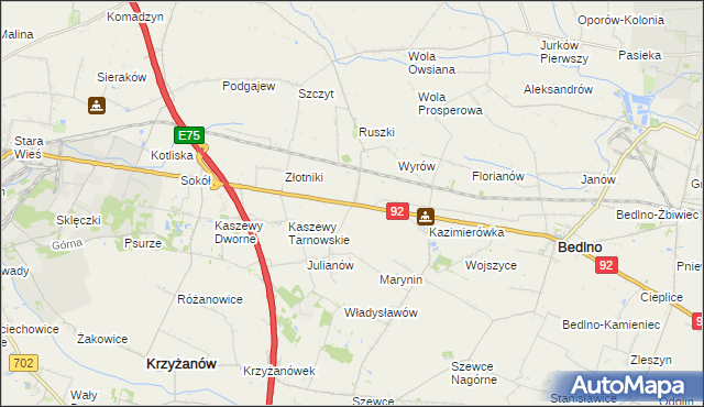 mapa Groszki gmina Bedlno, Groszki gmina Bedlno na mapie Targeo