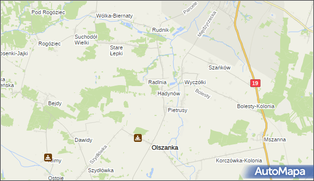 mapa Hadynów, Hadynów na mapie Targeo