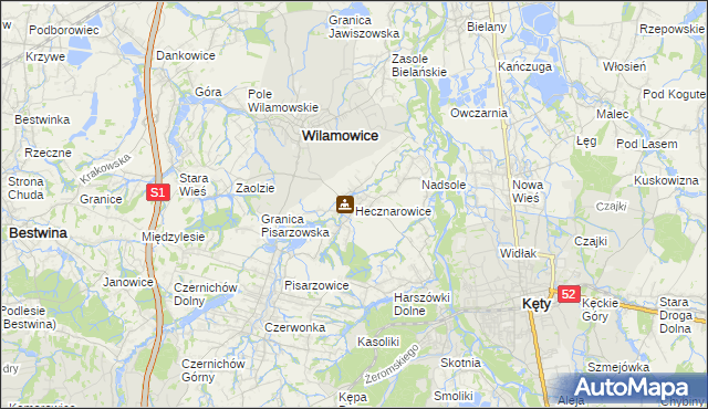 mapa Hecznarowice, Hecznarowice na mapie Targeo