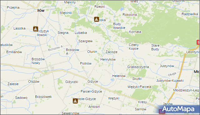 mapa Henryków gmina Iłów, Henryków gmina Iłów na mapie Targeo