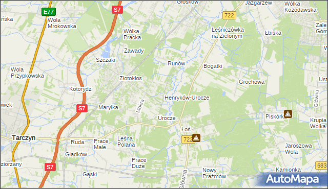 mapa Henryków-Urocze, Henryków-Urocze na mapie Targeo