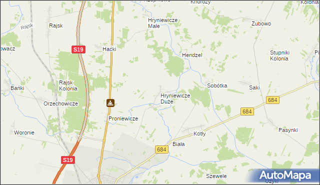 mapa Hryniewicze Duże, Hryniewicze Duże na mapie Targeo