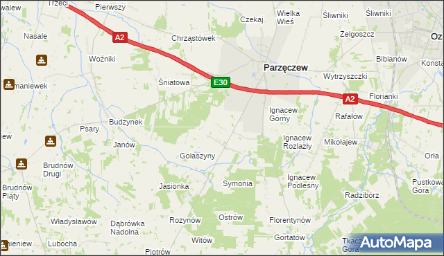 mapa Ignacew Parzęczewski, Ignacew Parzęczewski na mapie Targeo