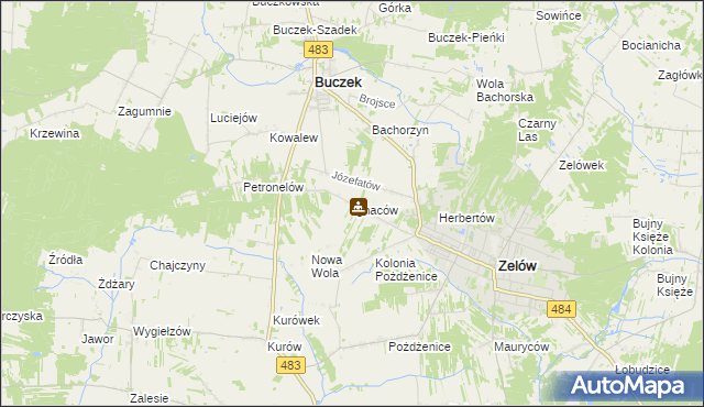 mapa Ignaców gmina Zelów, Ignaców gmina Zelów na mapie Targeo