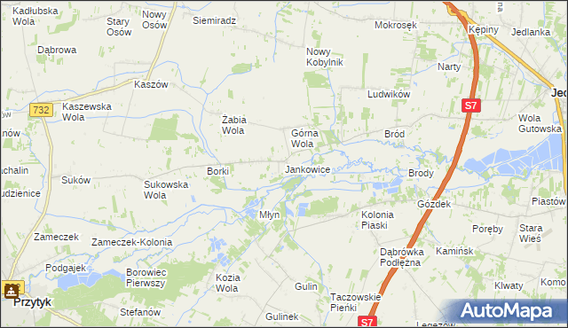 mapa Jankowice gmina Jedlińsk, Jankowice gmina Jedlińsk na mapie Targeo