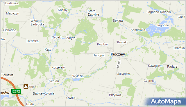 mapa Janopol gmina Kłoczew, Janopol gmina Kłoczew na mapie Targeo