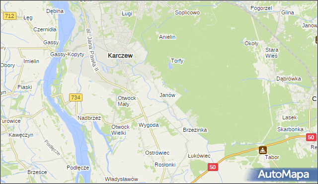 mapa Janów gmina Karczew, Janów gmina Karczew na mapie Targeo