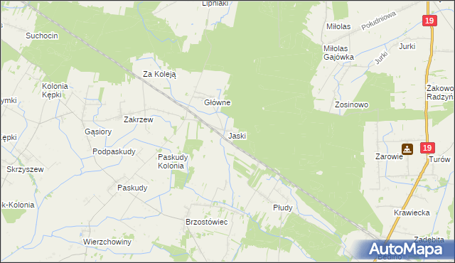 mapa Jaski gmina Radzyń Podlaski, Jaski gmina Radzyń Podlaski na mapie Targeo