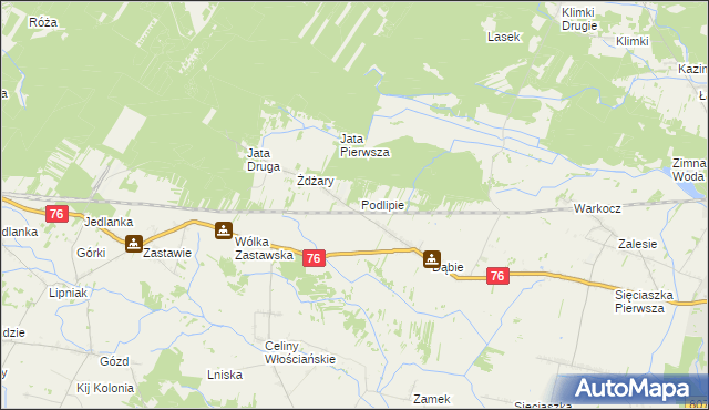 mapa Jata gmina Łuków, Jata gmina Łuków na mapie Targeo