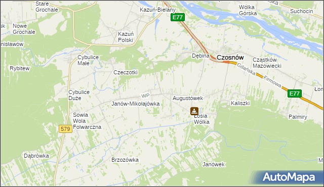 mapa Jesionka gmina Czosnów, Jesionka gmina Czosnów na mapie Targeo