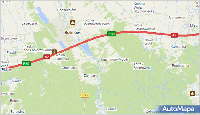 mapa Joachimów-Mogiły, Joachimów-Mogiły na mapie Targeo