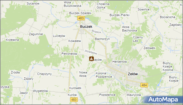 mapa Józefatów gmina Buczek, Józefatów gmina Buczek na mapie Targeo