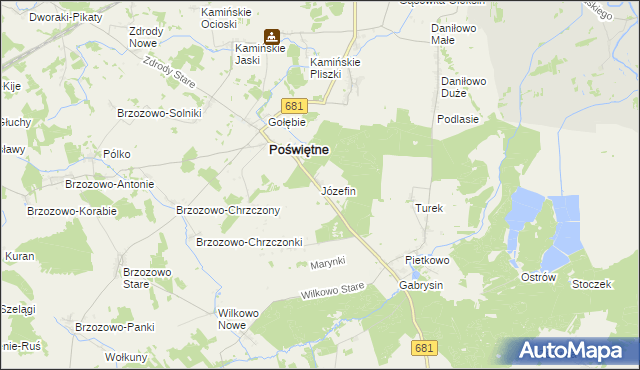 mapa Józefin gmina Poświętne, Józefin gmina Poświętne na mapie Targeo