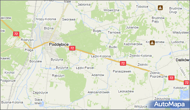 mapa Józefka gmina Poddębice, Józefka gmina Poddębice na mapie Targeo