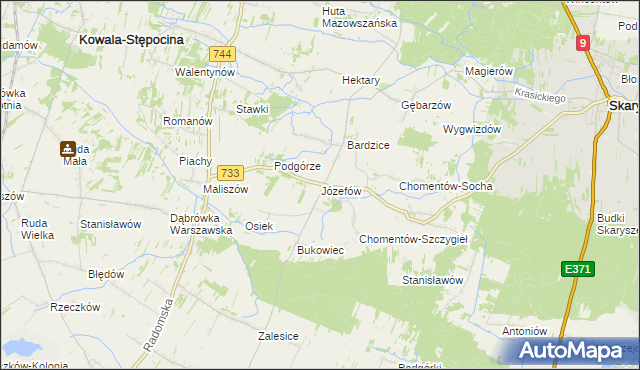 mapa Józefów gmina Kowala, Józefów gmina Kowala na mapie Targeo