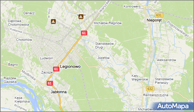 mapa Józefów gmina Nieporęt, Józefów gmina Nieporęt na mapie Targeo